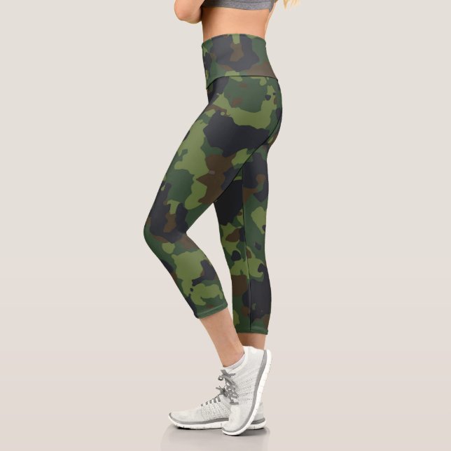 Green Military Army Camouflage Camo Capri Leggings (Left)
