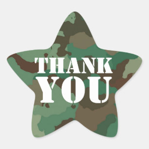 Green Military Camouflage Thank Star Envelope Seal