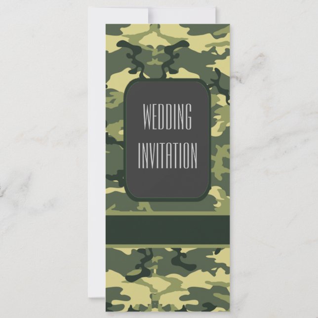 Green military camouflage wedding invitation (Back)