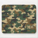 Green Military Retro Camouflage Stencil Monogram Mouse Pad<br><div class="desc">Bring a tactical and personalised edge to your workspace with this custom camouflage mouse pad. Perfect for gamers, military personnel, and outdoor enthusiasts, this mousepad features a classic retro camo pattern in green, brown, and black. The durable, non-slip rubber base and smooth fabric surface provide a superior tracking experience for...</div>