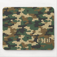 Green Military Retro Camouflage Stencil Monogram