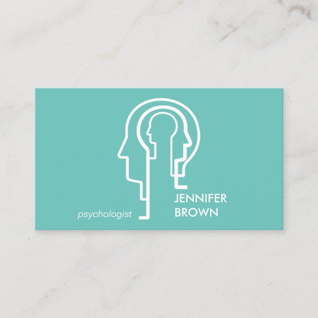 Green Mind Science Human Head Psychologist Business Card (Front)