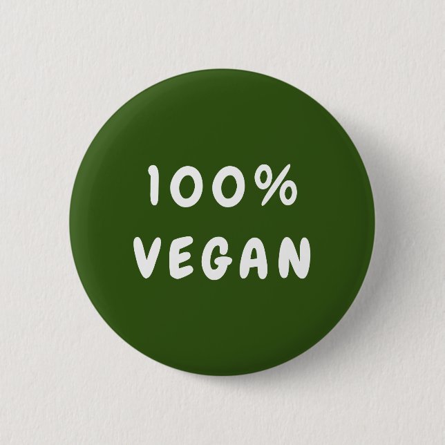 Green Minimal 100% VEGAN 6 Cm Round Badge (Front)