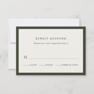 Green Minimal Border Wedding RSVP Card