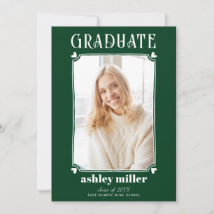 Green minimal GRADUATE Class Of 2025 graduation Invitation