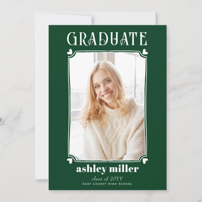 Green minimal GRADUATE Class Of 2025 graduation   Invitation (Front)