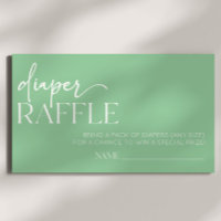 Green Minimal Minimalist Baby Shower Diaper Raffle