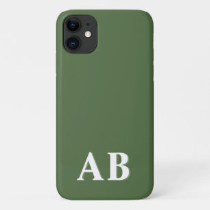 Green Minimal Modern Initial Monogram Case-Mate iPhone Case