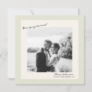 Green Minimal Photo Wedding Save the Date Invitation