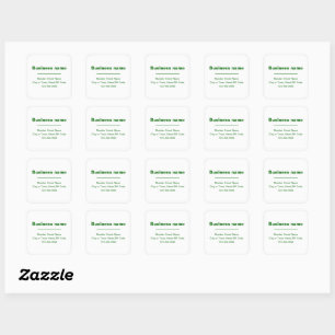 Green Minimal Plain Texts of Brand on White Square Sticker
