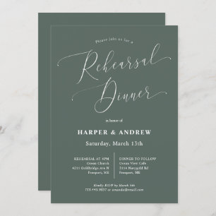 Green Minimal Wedding Rehearsal Dinner Invitation