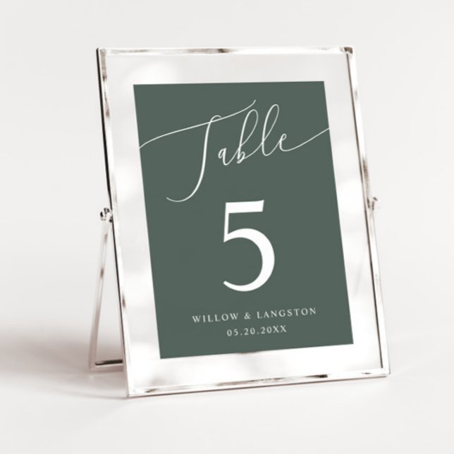 Green Minimal Wedding   Table Number (Creator Uploaded)