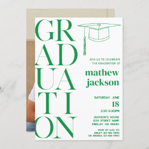 Green Minimalist '24 Graduation Party Personalised Invitation
