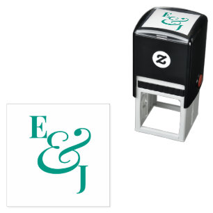 Green Minimalist Ampersand Wedding Modern Self-inking Stamp