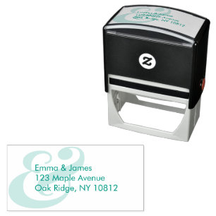 Green Minimalist Ampersand Wedding Return Address  Self-inking Stamp