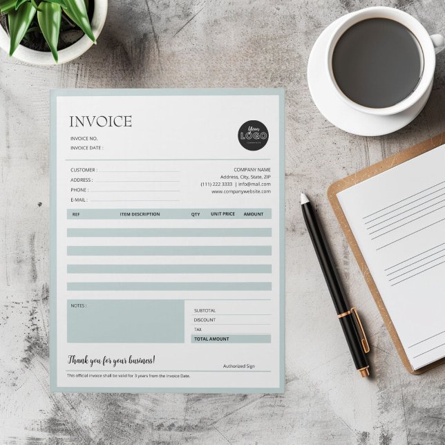Green Minimalist Business Quotation Invoice Forms Notepad (Green Minimalist Business Quotation Invoice Forms Notepad desktop mock up)