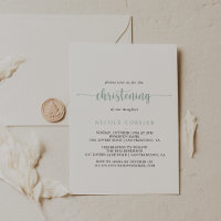 Green Minimalist Calligraphy Christening