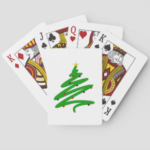 Green Minimalist Christmas Tree Doodle Playing Cards