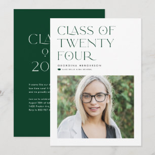 Green Minimalist Class of 2024 Photo Graduation Announcement