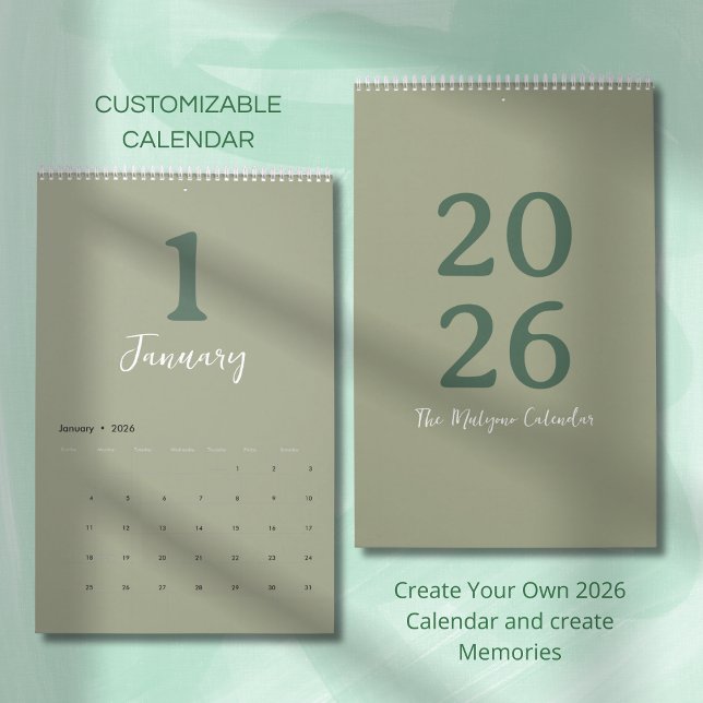 Green Minimalist Clean Modern Design Calendar (Creator Uploaded)