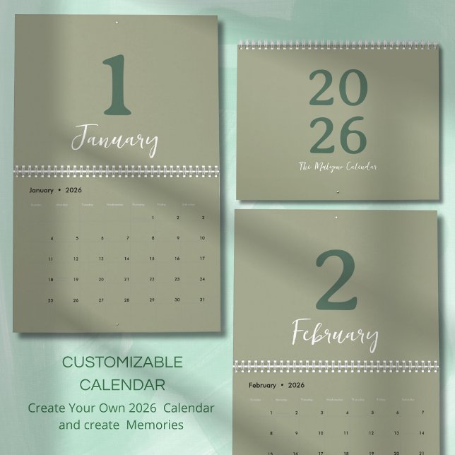 Green Minimalist Clean Modern Design Calendar (Creator Uploaded)