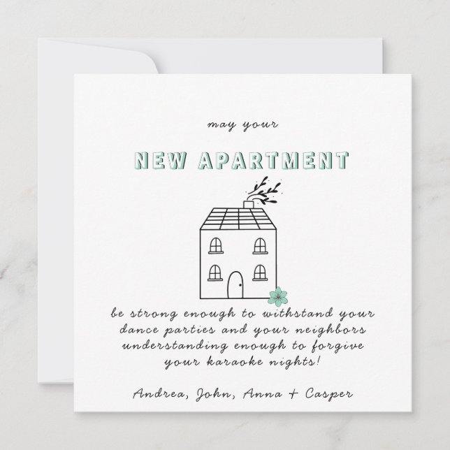 GREEN MINIMALIST  Congrats On Your New Apartment Holiday Card (Front)