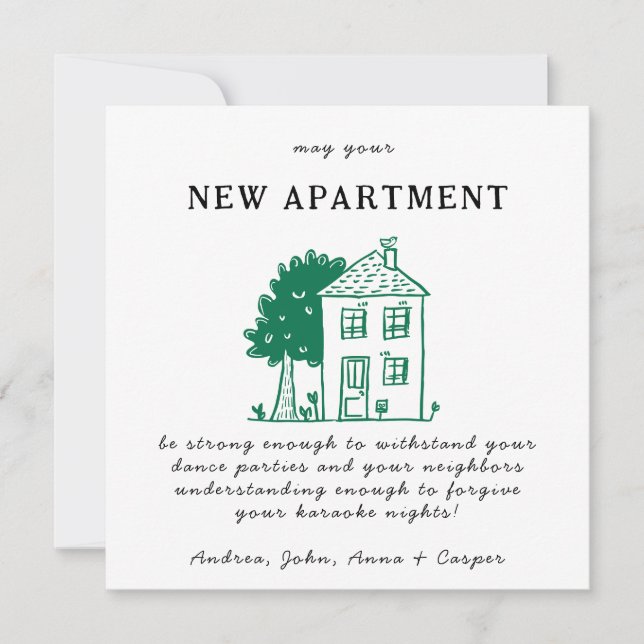 GREEN MINIMALIST  Congrats On Your New Apartment Holiday Card (Front)