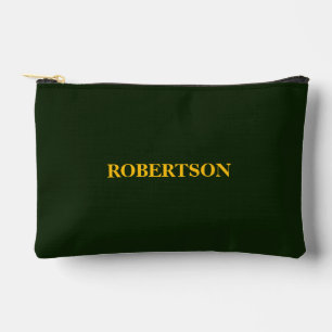 Green minimalist custom name  accessory pouch