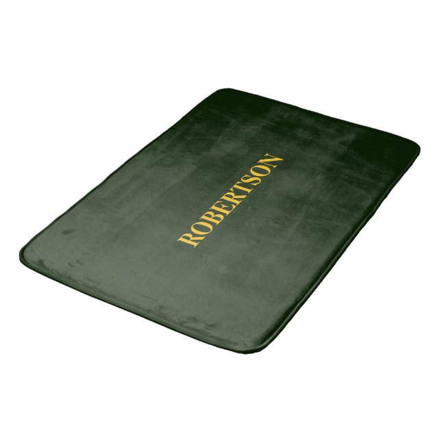 Green minimalist custom name  bath mat (Angled)