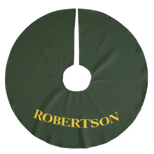 Green minimalist custom name brushed polyester tree skirt