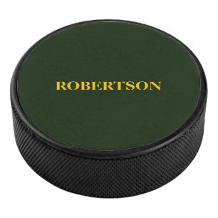 Green minimalist custom name hockey puck