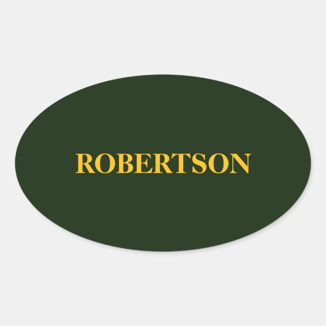 Green minimalist custom name  oval sticker (Front)