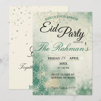 Green Minimalist elegant Eid Party Invitation
