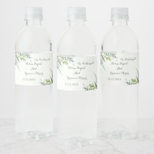 Green Minimalist Elegant Wedding Favours Rustic Water Bottle Label