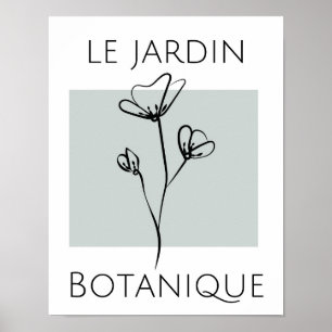 Green Minimalist Flower Typography Poster