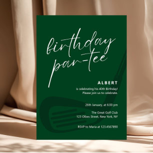 Green Minimalist Golf Birthday Partee Invitation