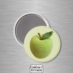 Green Minimalist Grandma Fruit Crochet Apple Magnet