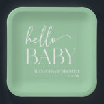 Green Minimalist Hello Baby Baby Shower Paper Plate<br><div class="desc">These are Green Minimal Minimalist Hello Baby Baby Shower Paper Plates!</div>