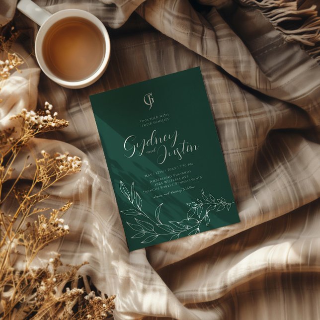 Green Minimalist Modern Autumn Wedding Invitation (Creator Uploaded)