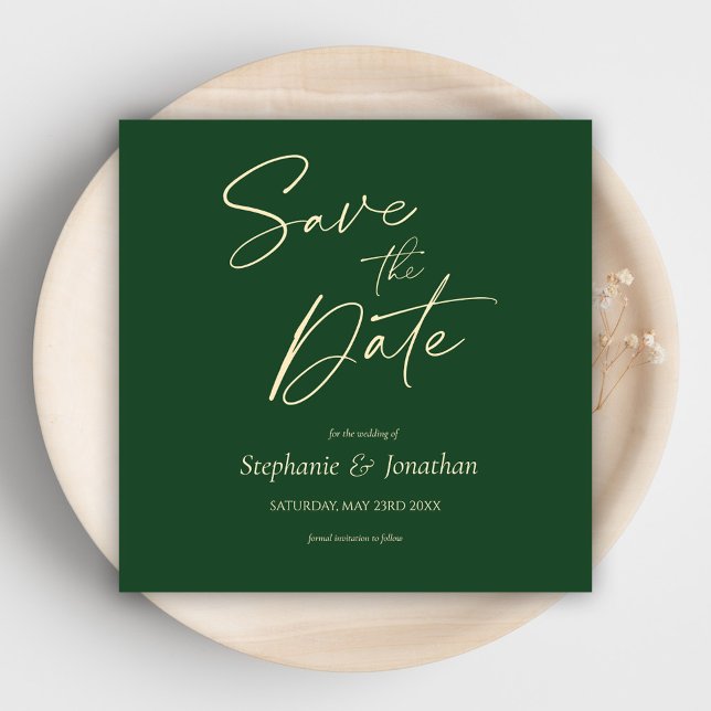 Green Minimalist Modern Elegant Wedding Save The Date (Modern Elegant Green Wedding Save The Date)
