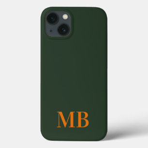 Green Minimalist Modern Initial Monogram iPhone 13 Case