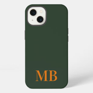 Green Minimalist Modern Initial Monogram iPhone 13 Case
