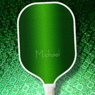Green Minimalist Modern Typography  Custom Name Pickleball Paddle