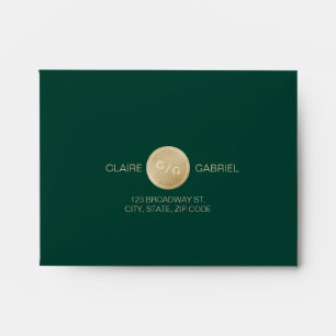 Green minimalist modern wedding RSVP Envelope