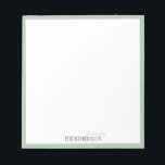 Green Minimalist personalised stationery Notepad<br><div class="desc">Elegant modern minimalist typography name design in light green and dark grey colour,  simple and stylish. great professional personalised stationery.
See all the matching pieces in collection</div>