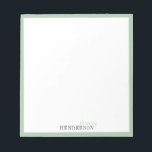 Green Minimalist personalised stationery Notepad<br><div class="desc">Elegant modern minimalist typography name design in light green and dark grey colour,  simple and stylish. great professional personalised stationery.
See all the matching pieces in collection</div>