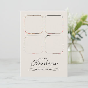 Green Minimalist Photo Collage Merry Christmas  Holiday Card