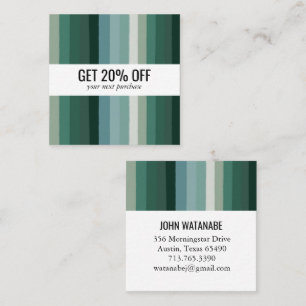 Green Minimalist Stripes Handmade Discount Card