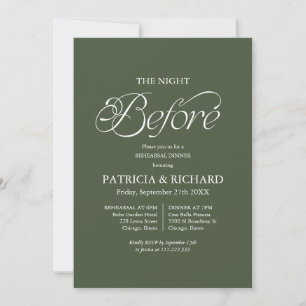 Green Minimalist The Night Before Rehearsal Dinner Invitation