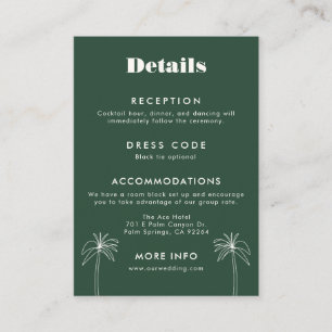 Green Minimalist Tropics Wedding Enclosure Card